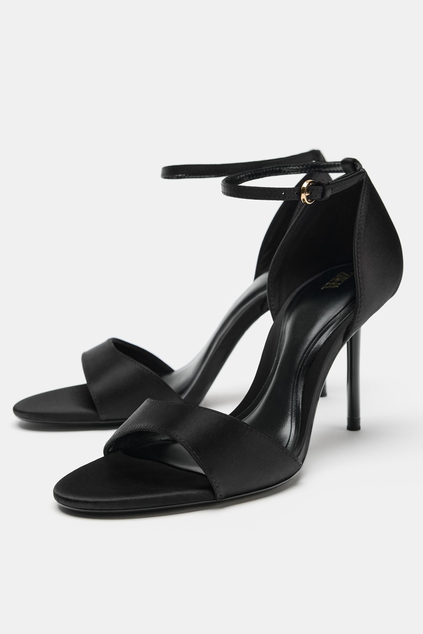 Женские сандалии Zara Satin High Heel, цвет: Чёрный — фото 4