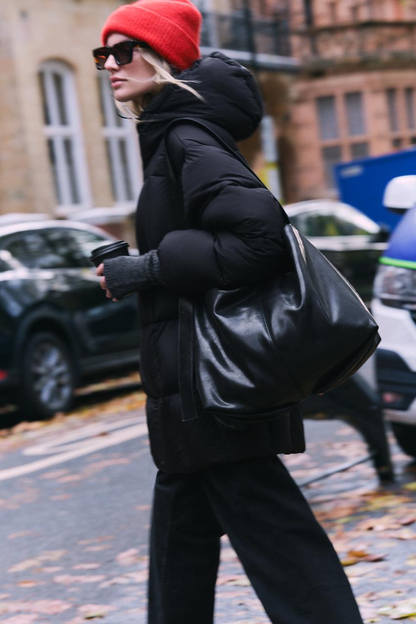 WATER AND WIND PROTECTION フードパフジャケット - ブラック | ZARA 