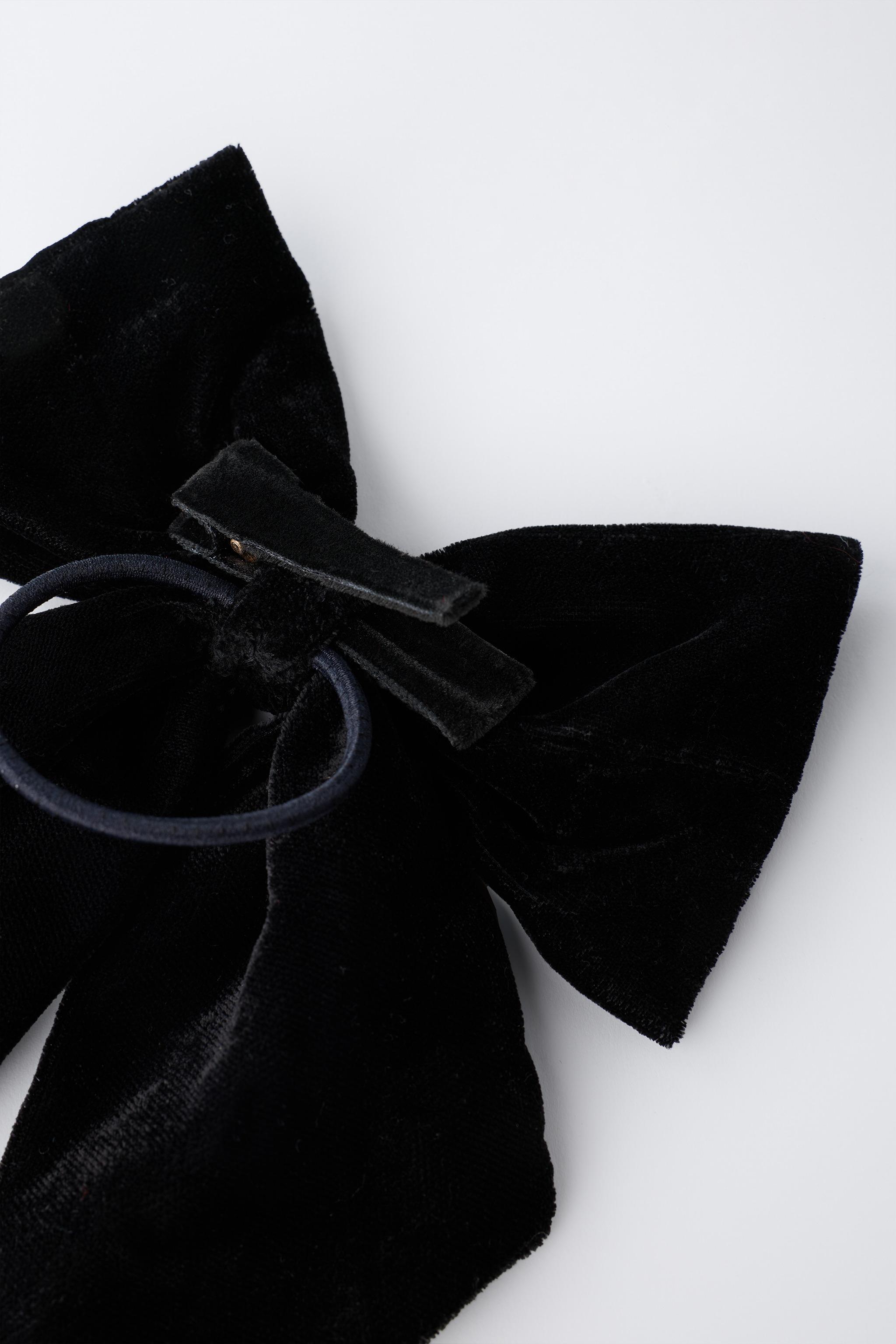 VELVET SEQUIN BOW HAIR TIE AND CLIP