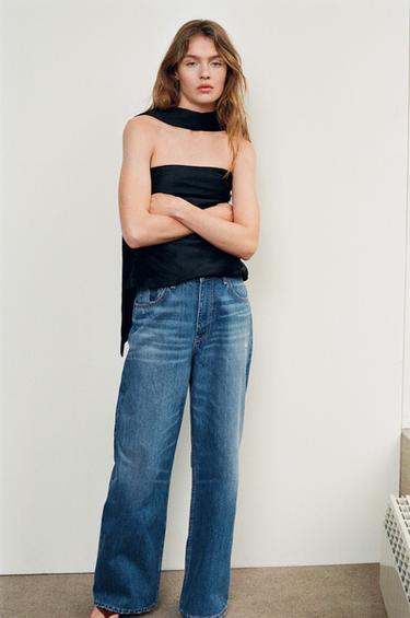 HIGH-WAIST RELAXED OVERSIZE RIPPED JEANS - Blue by Zara - Image 0