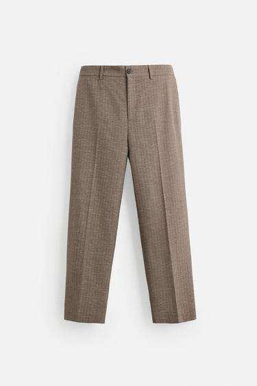 PANTALON DE COSTUME STRUCTURÉ RAYURES - marron-vison de Zara - Image 4