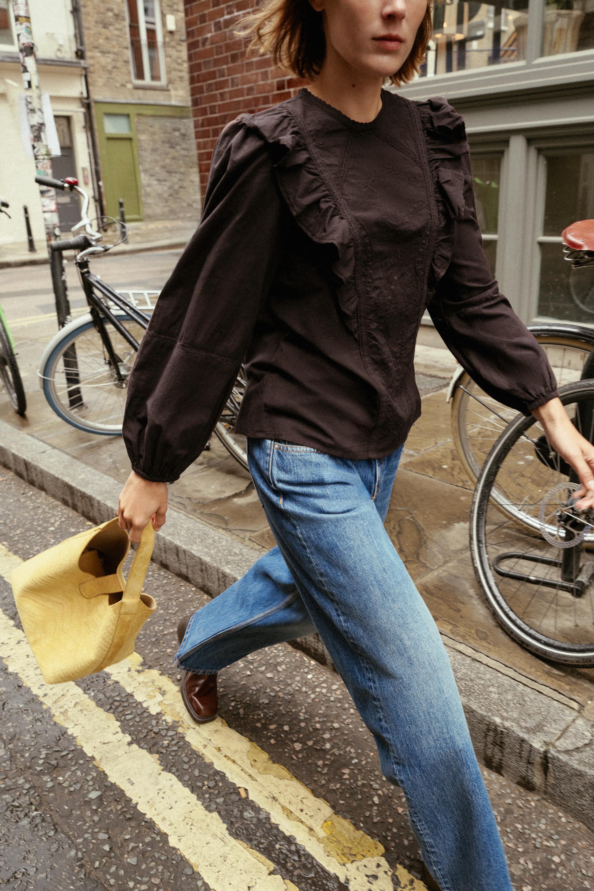ZARA いろいろ服まとめ売りフリルブラウス セットグリーン・ライトブルー M Amazon | ZARA ザラ サテンフリルシャツ フリルブラウス