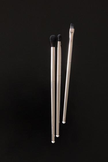 EYE MAKEUP BRUSH SET (SET OF 3) - Silver by Zara
