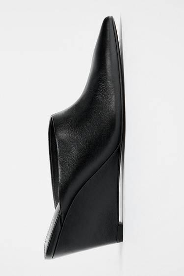 Zara KOŽNE CIPELE SA ŠTIKLOM I OTVORENOM PETOM – Crna