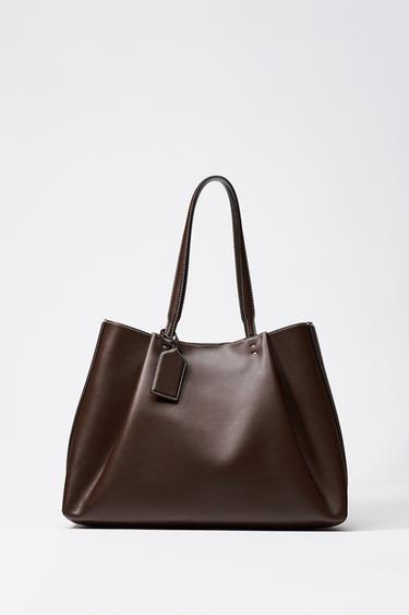 BOLSO SHOPPER PINZAS - Chocolate de Zara