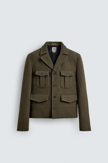 100% WOOL POCKET JACKET LIMITED EDITION - Khaki by Zara