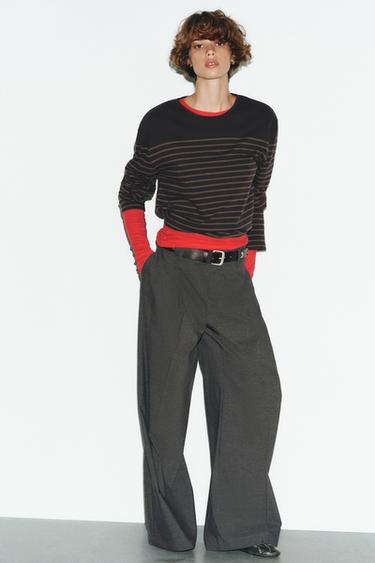 Zara FLAP PLEATED PANTS - Dark gray