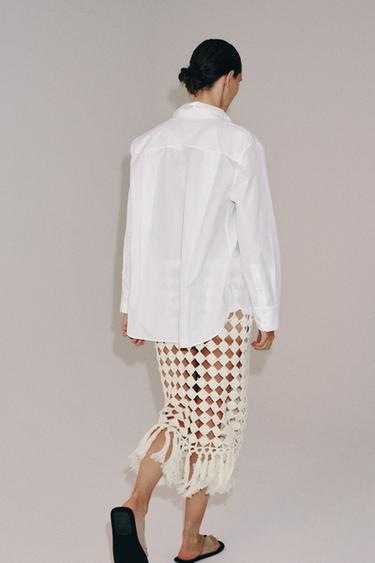 FRINGED CROCHET KNIT SKIRT - Sand by Zara - Image 6