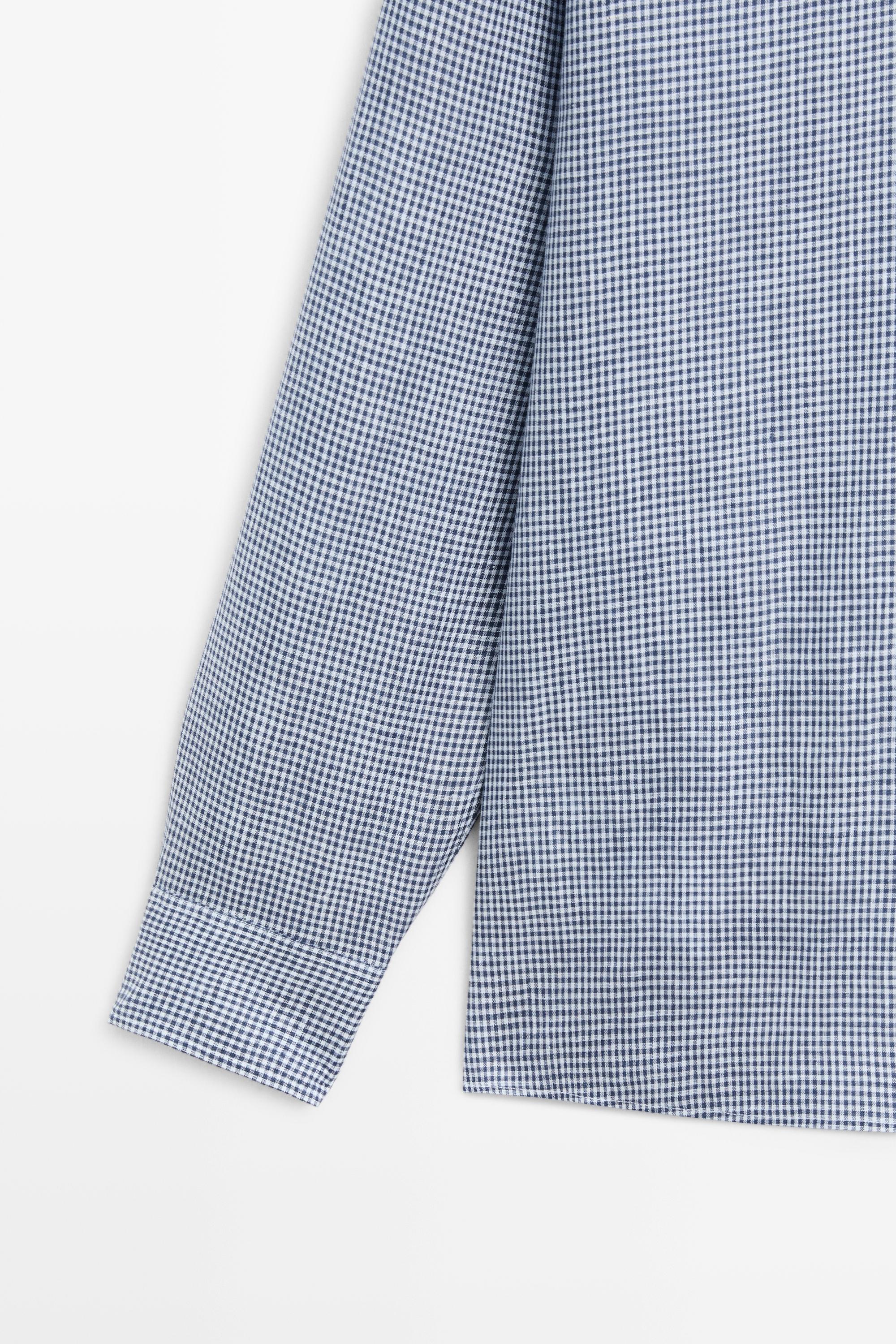 100% linen regular fit gingham shirt
