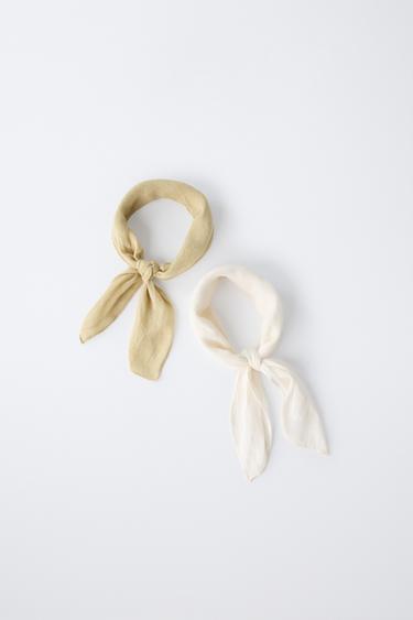Zara TWO-PACK OF PLAIN LINEN BANDANAS - Sand