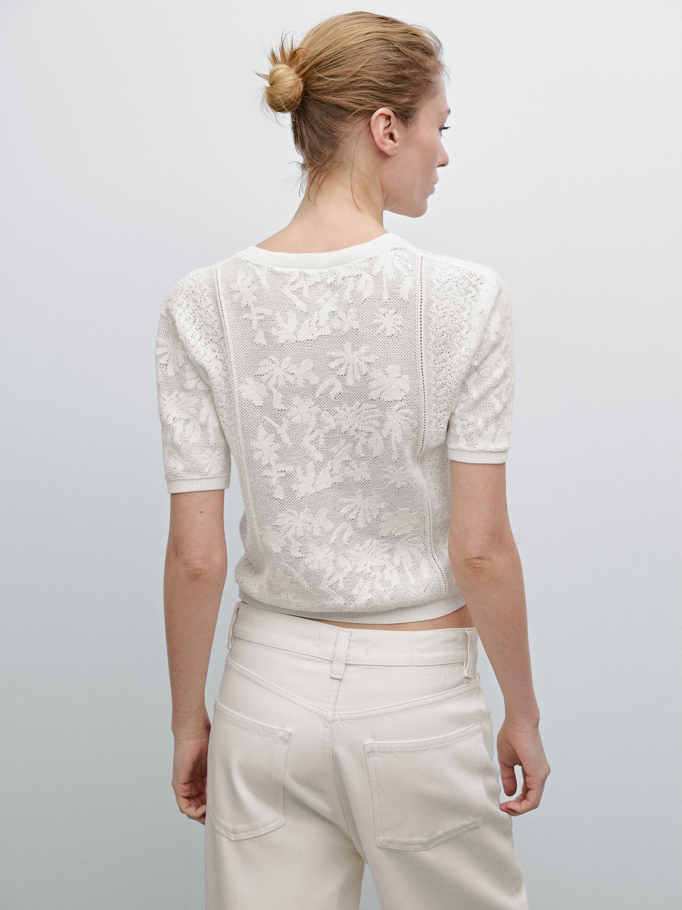 Knit cardigan with lace detail - Ecru | ZARA United States