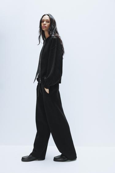 PANTALÓN PUNTO COMBINADO - Negro de Zara