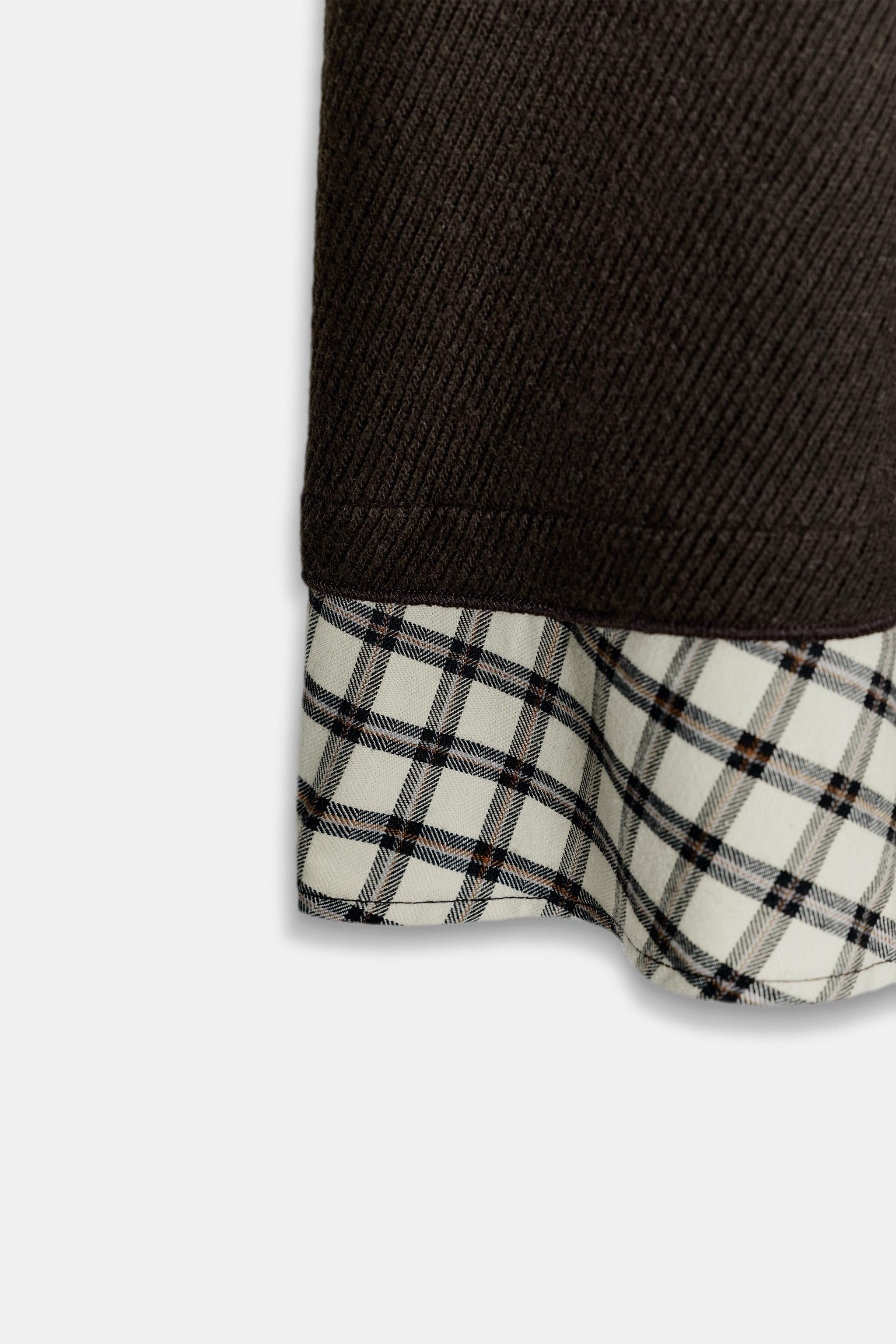 COMBINATION PLAID SHORT DRESS