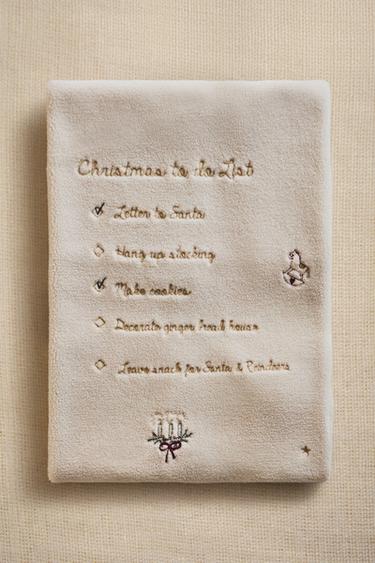 CHILDREN'S FLEECE BLANKET WITH CHRISTMAS LIST - Cream by Zara