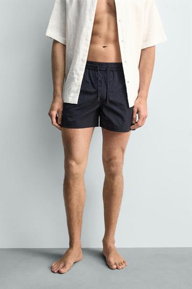MAILLOT DE BAIN MI-LONG BASIQUE - Bleu marine de Zara - Image 1