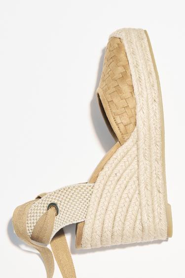 Zara BRAIDED WEDGE - Sandy Brown