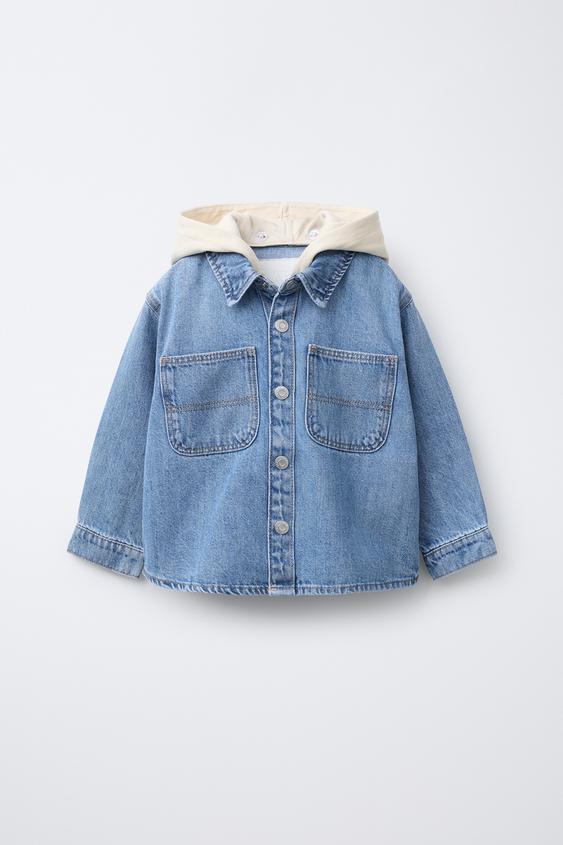 REMOVABLE HOOD DENIM OVERSHIRT