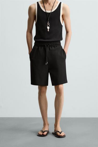 BERMUDA COM ESTRUTURA INTERLOCK - Preto da Zara