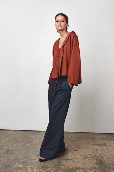 100% LINEN BLOUSE ZW COLLECTION - Brick by Zara - Image 4