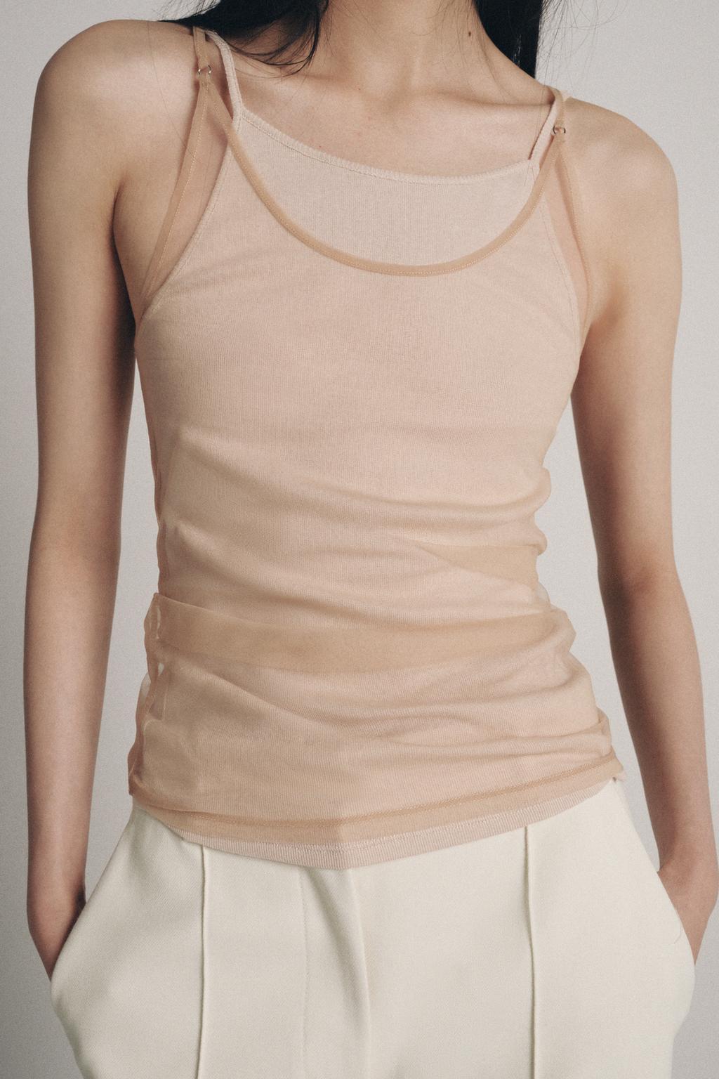 DOUBLE TULLE EFFECT HALTER TOP - image 2