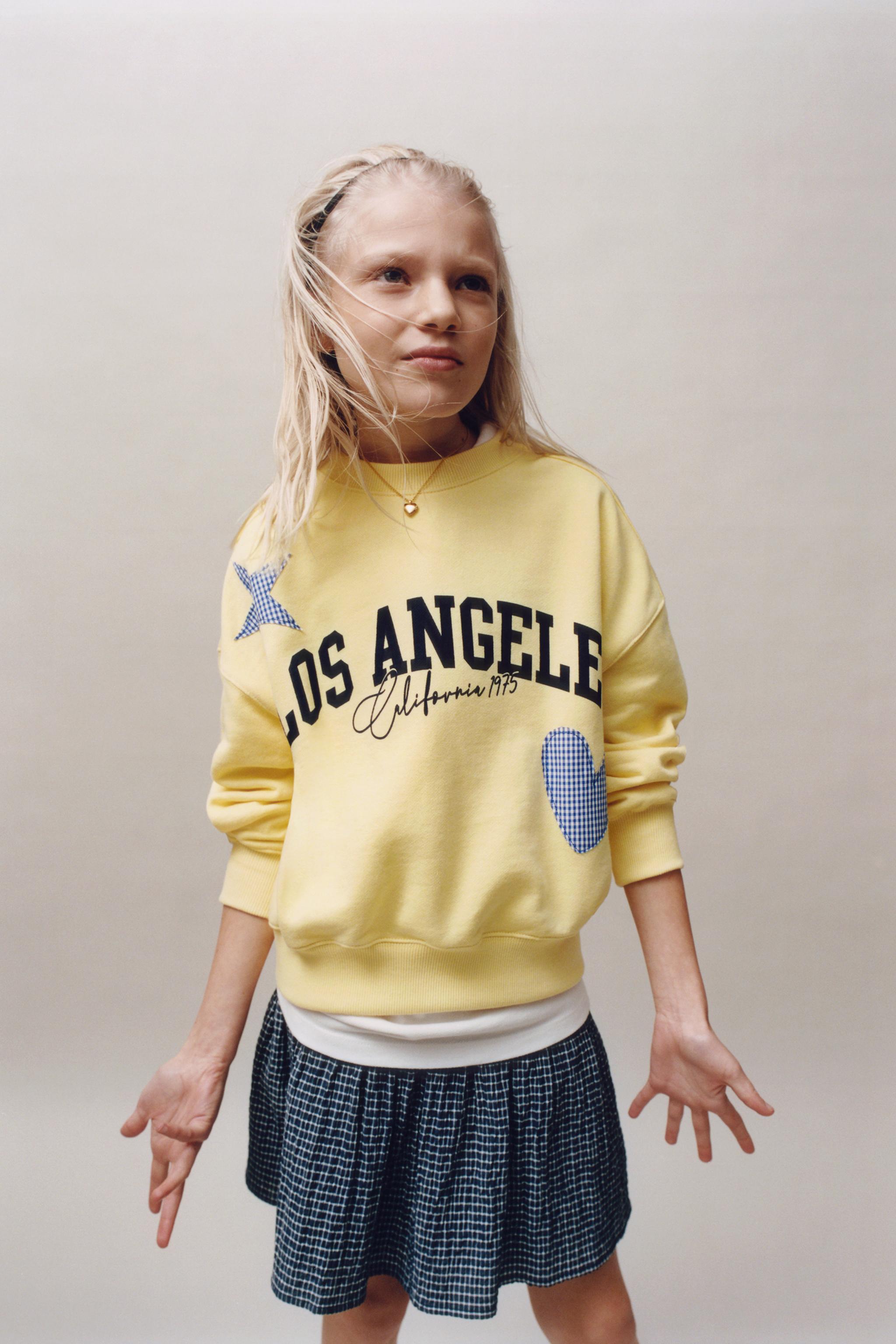 GINGHAM TEXT SWEATSHIRT - Yellow | ZARA United States