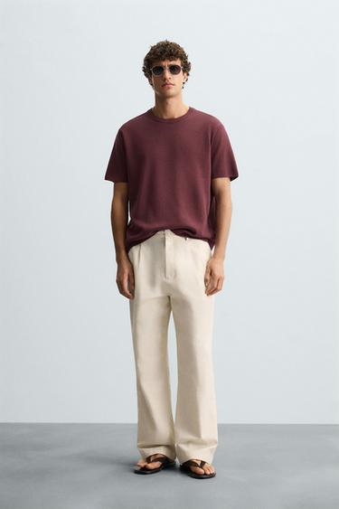 Zara COTTON - LINEN PLEATED PANTS - Light beige - Image 0