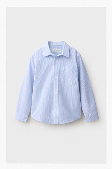 CHEMISE OXFORD À RAYURES - Bleu ciel de Zara