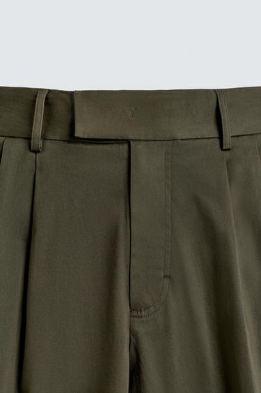 RELAXED FIT PLEATED TROUSERS - Light khaki by Zara - Image 8