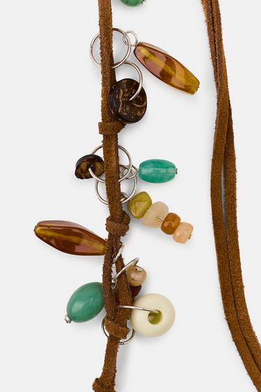 COLLIER MULTIPOSITION LACET PIERRES - Marron de Zara - Image 4