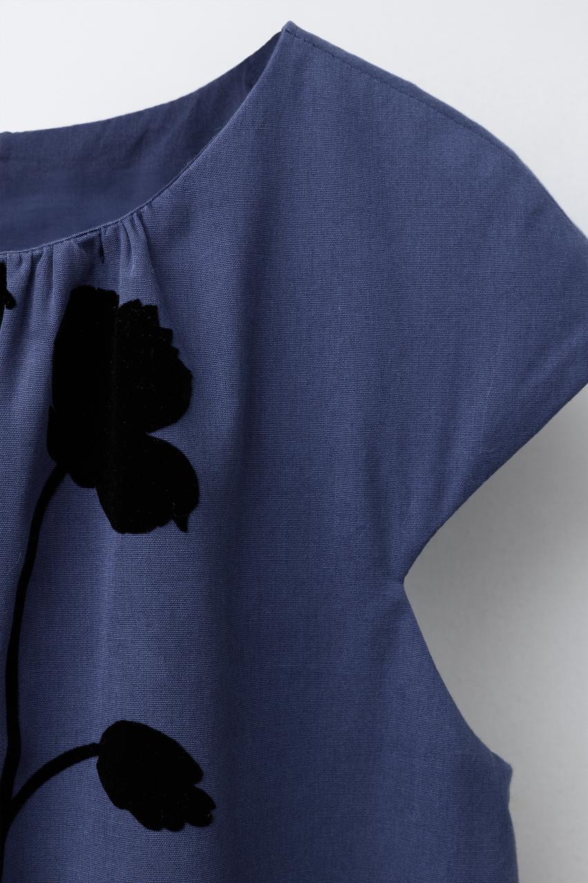 FLOCKED FLORAL DRESS