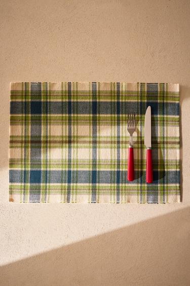 LOT SETS DE TABLE COTON CARREAUX (LOT DE 2) - Vert de Zara - Image 5