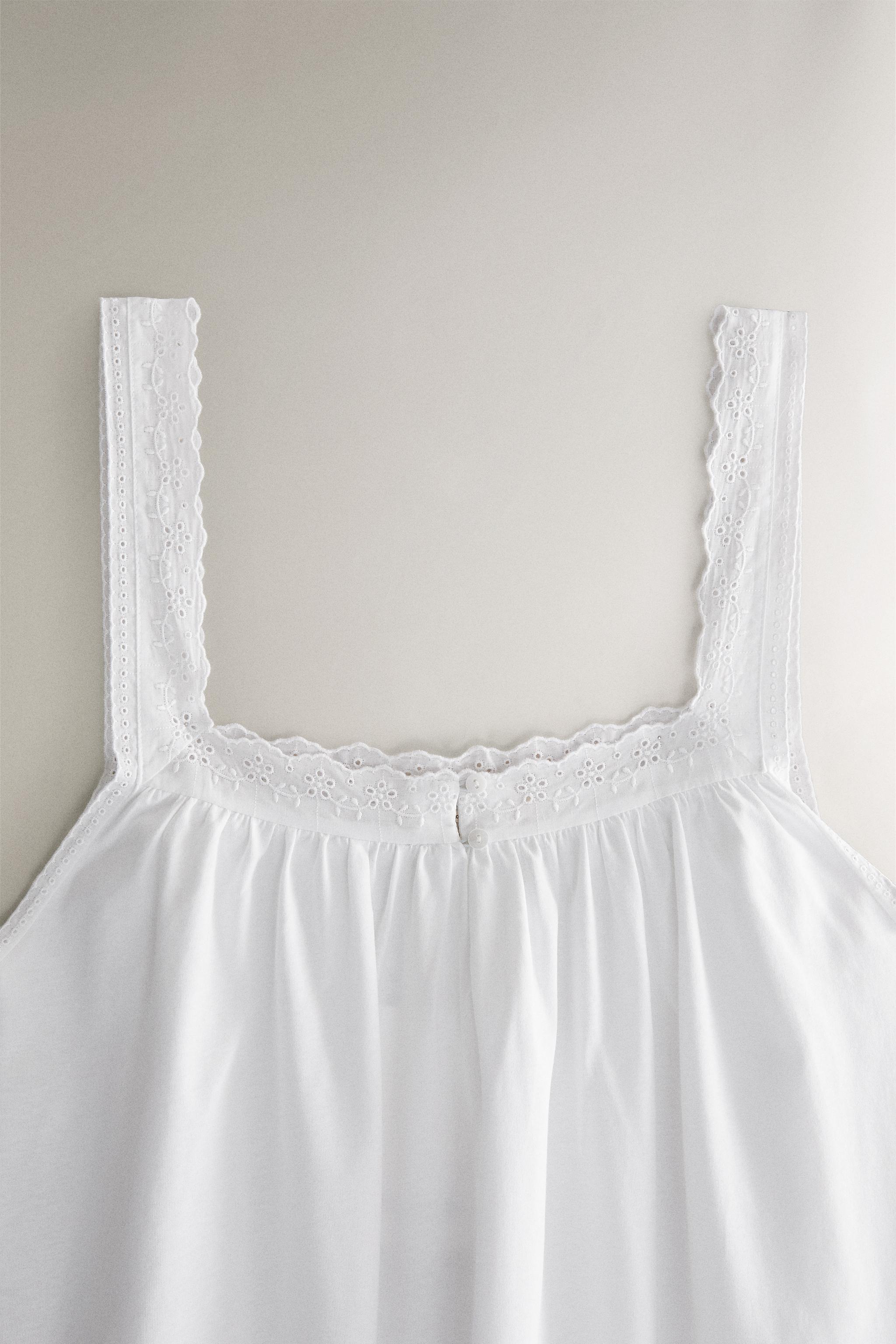 LACE COTTON NIGHTGOWN - White | ZARA United States