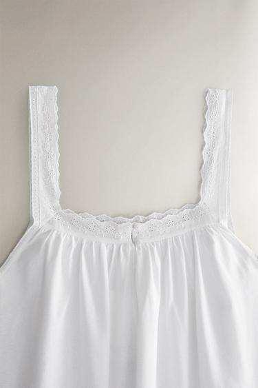 CHEMISE DE NUIT COTON DENTELLE - Blanc de Zara - Image 1