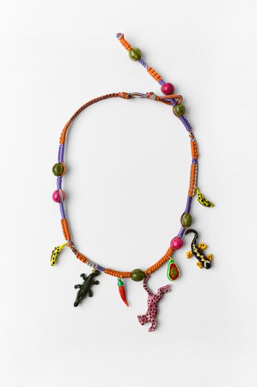 Zara CROCODILE CHARM CORD NECKLACE - Multicolored