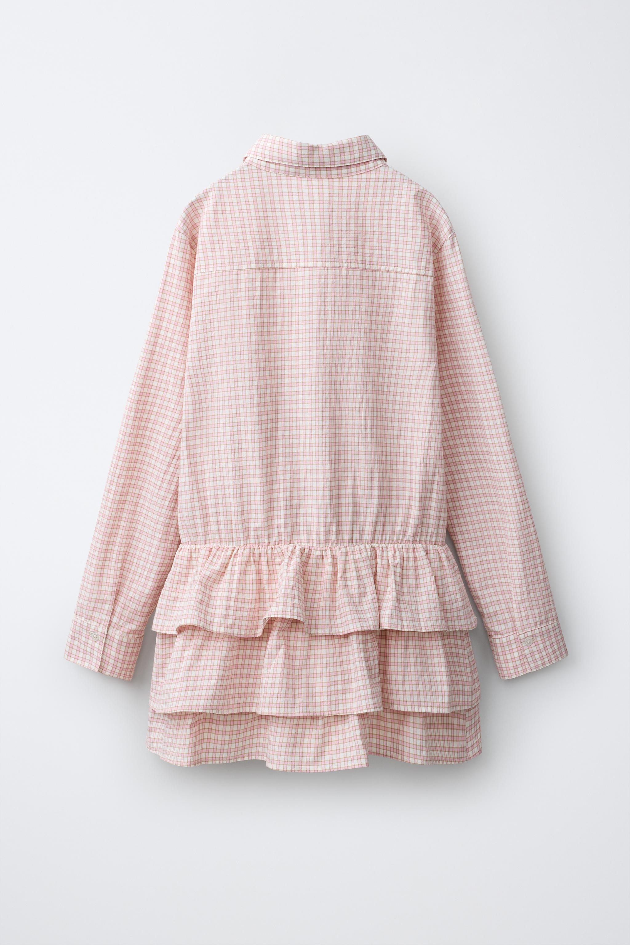 PLAID RUFFLED SHIRT DRESS