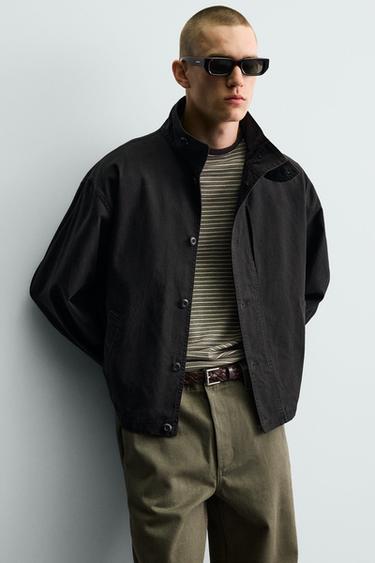 VESTE COUPE CARRÉE EN COTON - Noir de Zara - Image 7