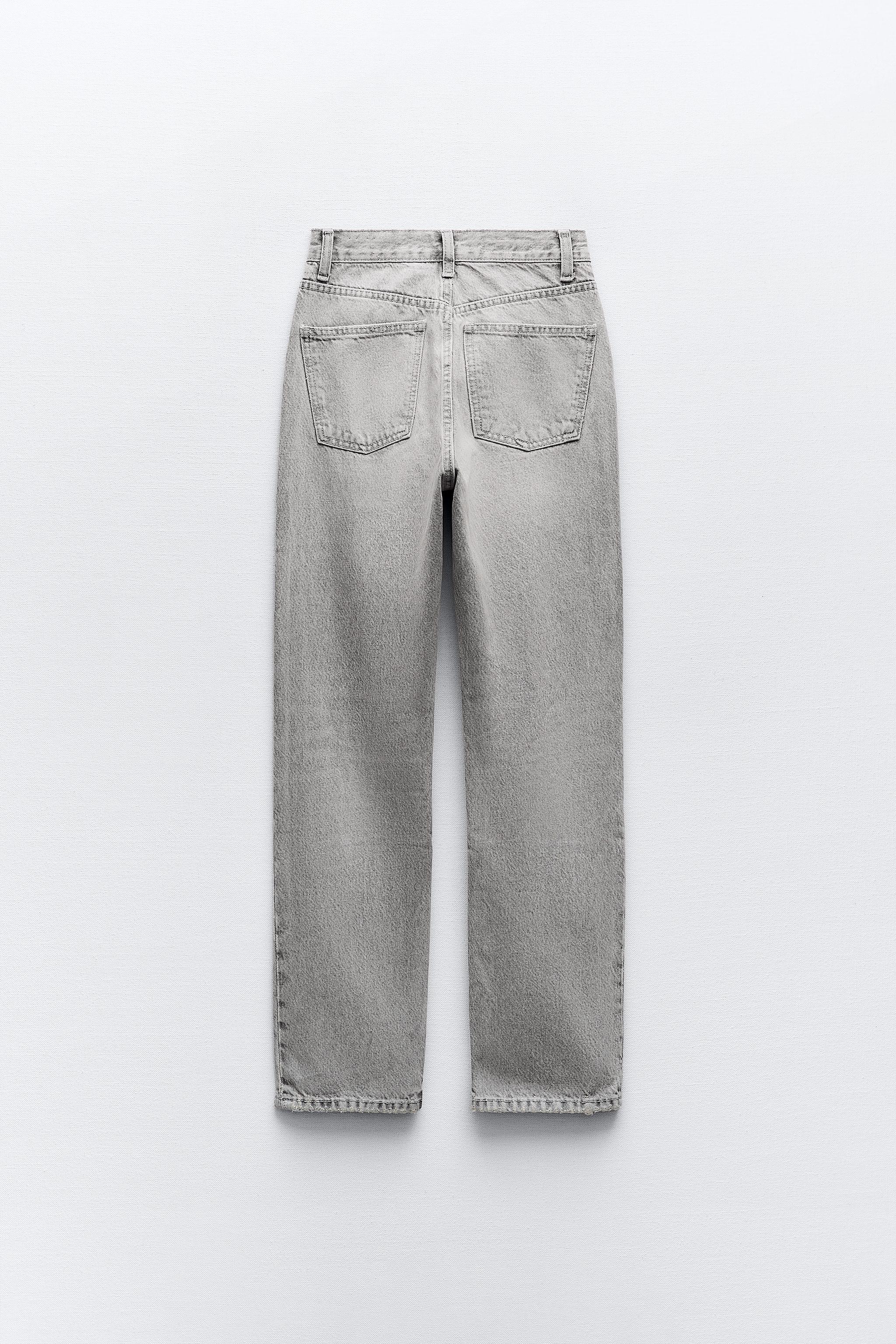 TRF STRAIGHT LEG JEANS WITH A HIGH WAIST - Light gray 