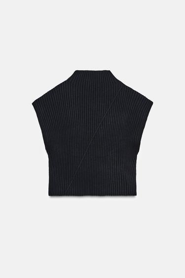 RIB KNIT VEST - Navy blue by Zara - Image 4