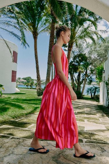 STRIPED DRESS WITH FROGGING DETAIL - Multicoloured by Zara - Image 5
