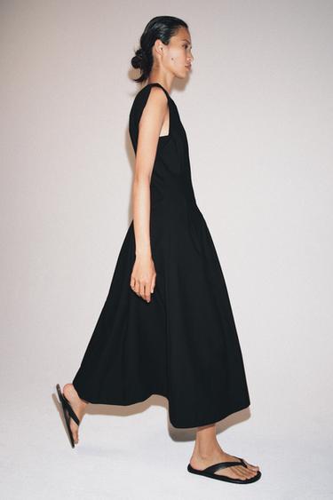 ZW COLLECTION POPLIN PLEATED DRESS - Black by Zara - Image 4