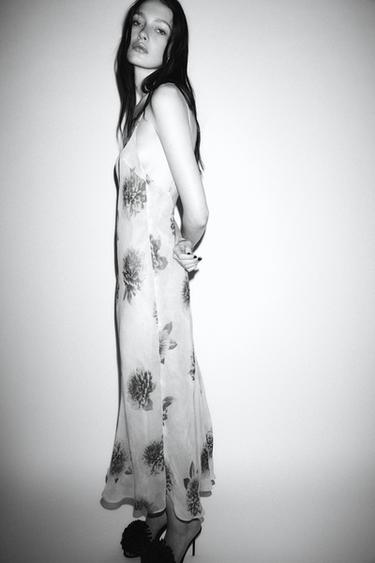 VESTIDO MIDI ESTAMPADO FLORES - Naranjas de Zara