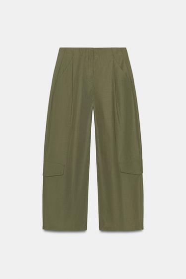 PANTALON À PINCES ET PASSANT AU DOS - Kaki de Zara - Image 8