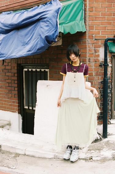 LIMITED EDITION 레이스 러플 스커트 - Zara 라이트 그린