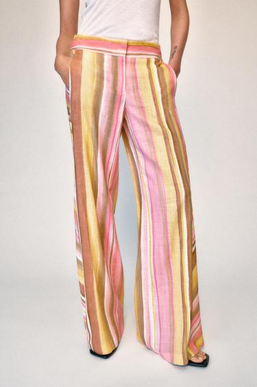 STRIPED WIDE-LEG TROUSERS - Multicoloured by Zara