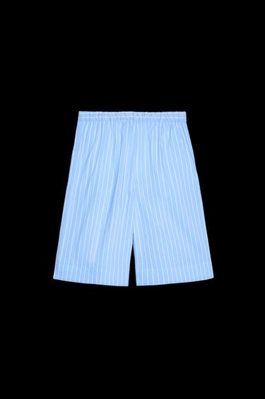 STRIPED BERMUDA SHORTS WITH DARTS ZW COLLECTION - Blue/White by Zara