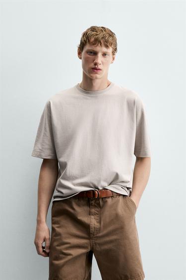 HEAVYWEIGHT BOXY FIT T-SHIRT - Stone by Zara