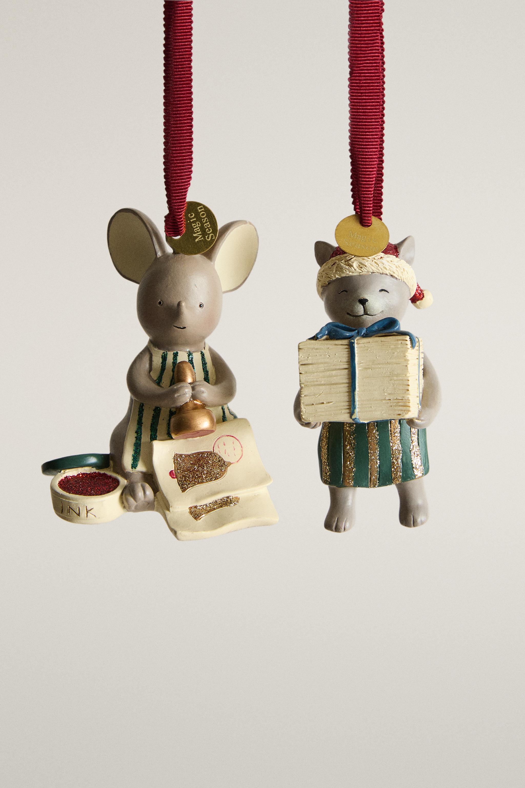 ORNEMENTS SAPIN SOURIS NOËL (ENSEMBLE DE 2)