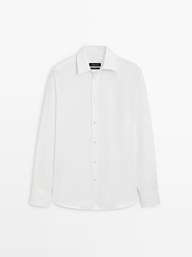 Camisa melange regular fit - Blanco de Zara