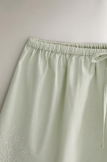 SHORT COTON BRODERIES - Vert clair de Zara - Image 3