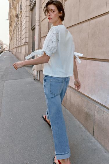 EMBROIDERED T-SHIRT - White by Zara - Image 4